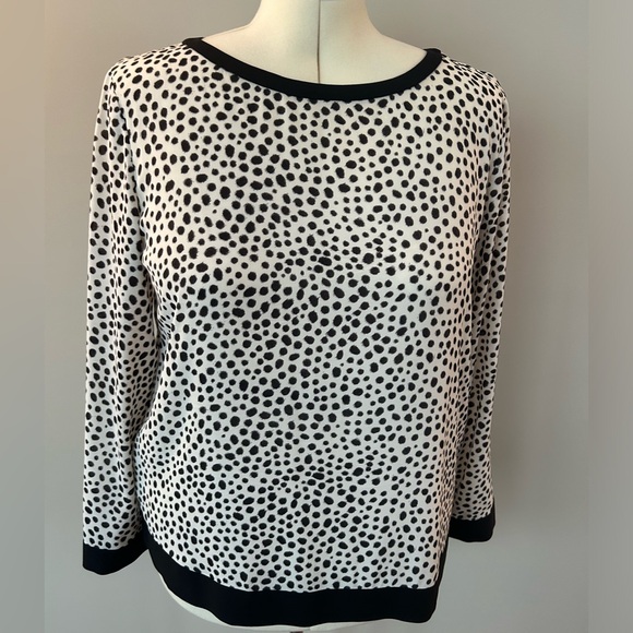 Loft Black & White Dotted Blouse - Picture 1 of 5